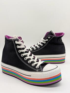 Converse CT Platform EVA High Rainbow Black Sneaker 540268C - Women's Size 9 New